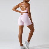 Nahtlose Yoga-Sportunterwäsche mit schnelltrocknender Pfirsich-Hüftheben-Yoga-Shorts